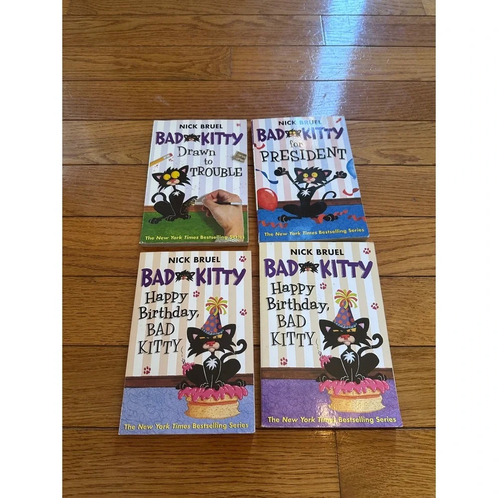 Bundle 4 Nick Bruel‎ Bad Kitty Books Lot Childrens Chapter Books Set of 4